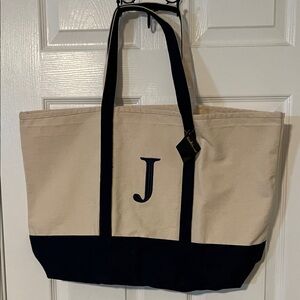 Canvas Tote Bag with Monogram J